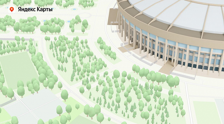 На «Яндекс Картах» появились парки и улицы с 3D-деревьями
