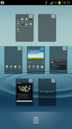 Обзор Samsung Galaxy S 3. Скриншоты. Быстрое переключение между экранами