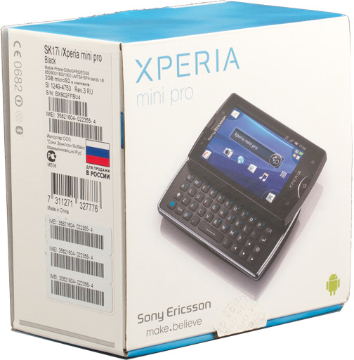 Обзор Sony Ericsson Xperia mini pro. Внешний вид упаковки