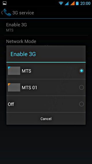 Выбор карты для 3G в UMI X2