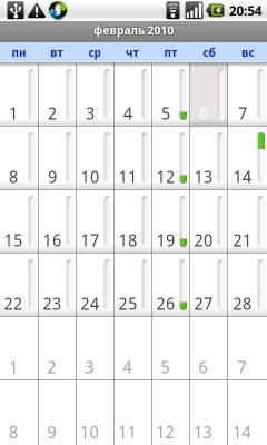 Общий вид календаря
