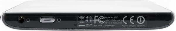 Вид левой грани планшета Acer Iconia Tab A100