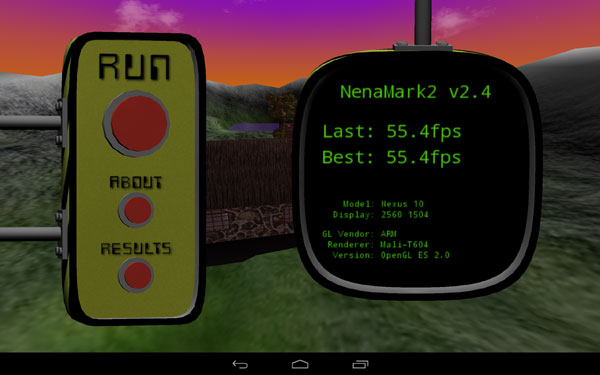 Результаты тестирования Google Nexus 10 в NenaMark 2