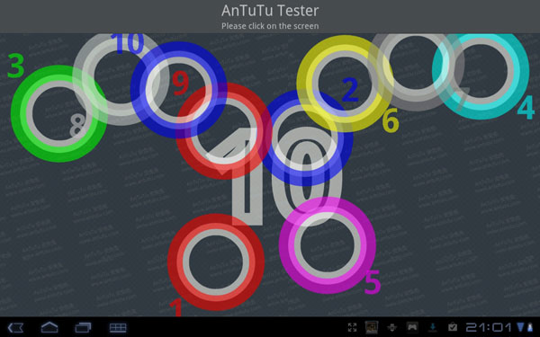 Результаты теста экрана AnTuTu Tester на планшете Sony Tablet S