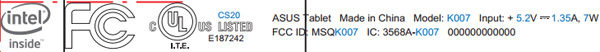 Asus K007   FCC