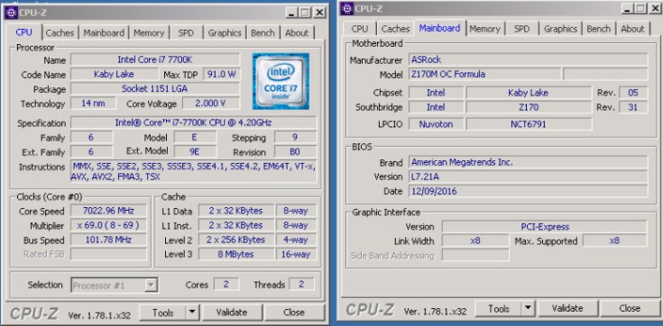 Процессор Intel Core i7-7700K удалось разогнать до 7 ГГц