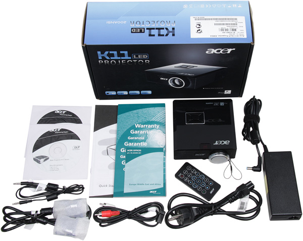 Мультимедийный DLP-проектор Acer K11, комплект поставки