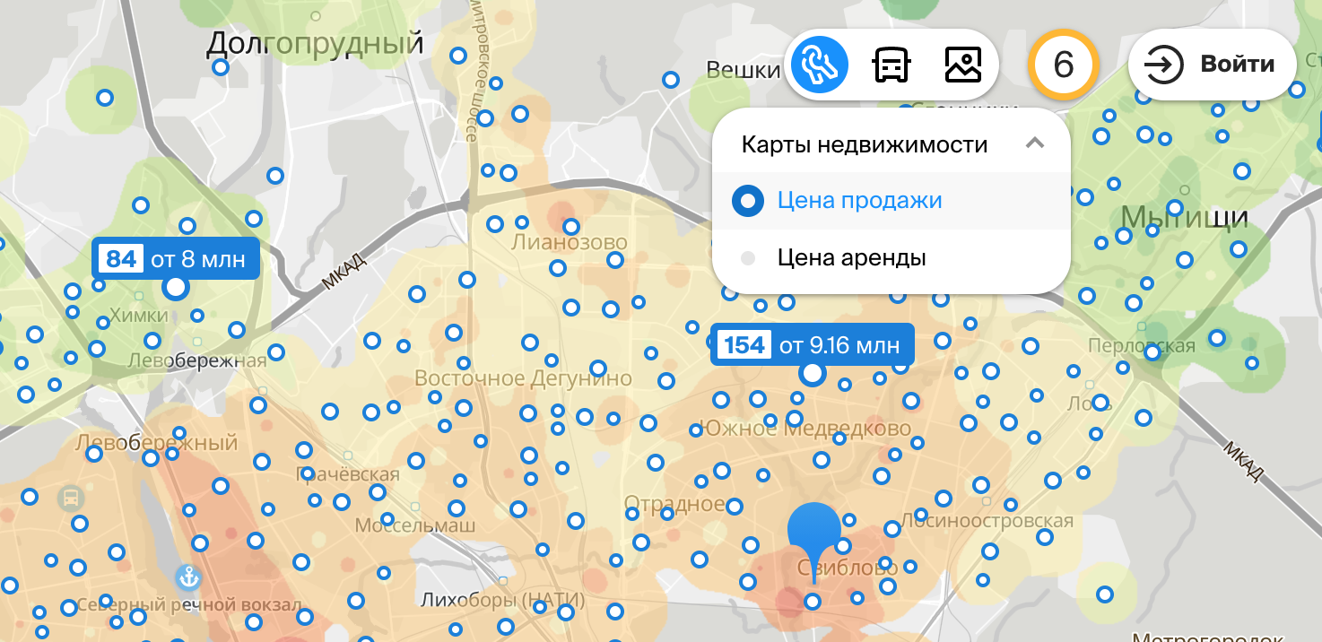 В 2ГИС появились «тепловые» карты с ценами на квартиры