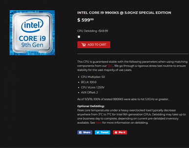 В продаже появились скальпированные и разогнанные Core i9-9900KS. Цены — до $1200 за штуку
