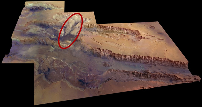 Российский телескоп обнаружил на Марсе гигантский ледник