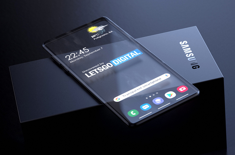 Samsung работает над очень сложным частично прозрачным гибким смартфоном в совершенно новом форм-факторе