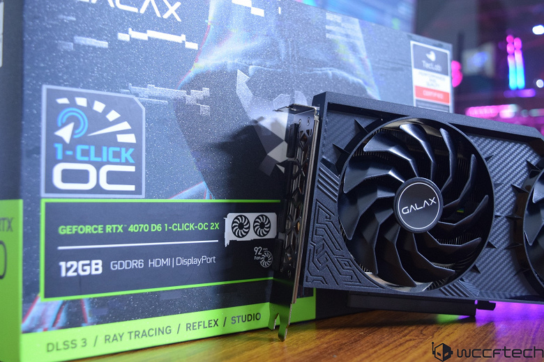 Первая урезанная GeForce RTX 4070, на упаковке которой всё честно указано? Galax не скрывает тип памяти своей карты