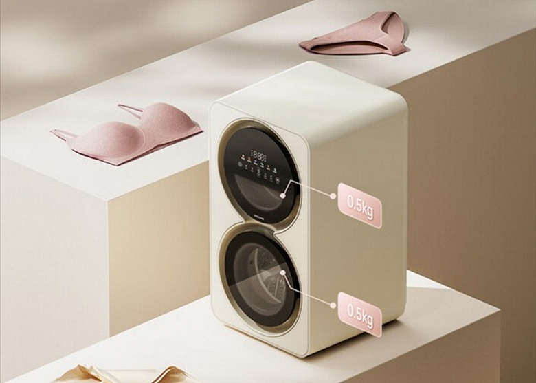 Стирально-сушильная машина с двумя барабанами для носков и нижнего белья, за 340 долларов. Представлена Dreame Double Yolk Egg