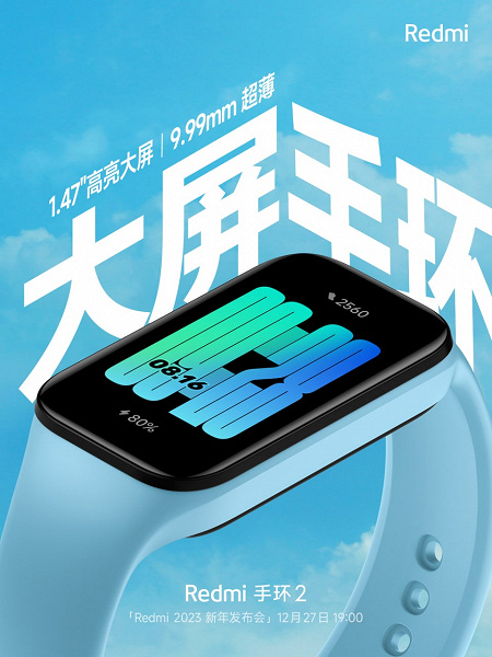 Xiaomi анонсировала фитнес-браслет Redmi Band 2. Экран увеличился почти на 80% в сравнении с предшественником