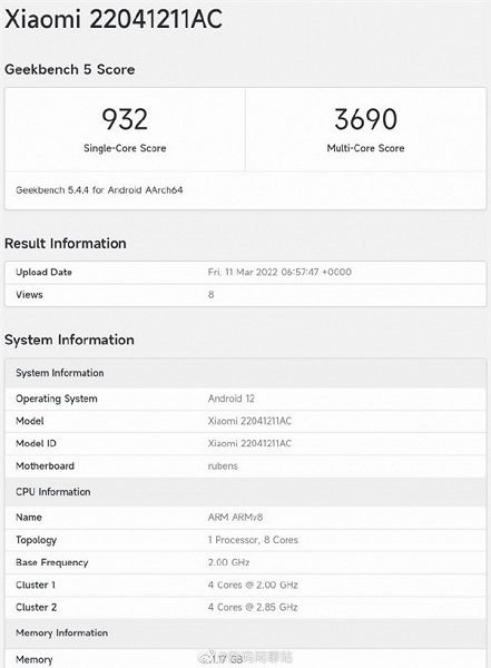 Redmi K50 Pro+ на платформе Dimensity 9000 уничтожает любой флагман на Snapdragon 8 Gen 1 в бенчмарке Geekbench