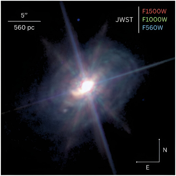 Космический телескоп «Джеймс Уэбб» обнаружил неожиданный источник нагрева пыли в далёкой галактике