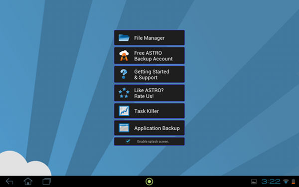 Менеджер файлов Astro на планшете Acer Iconia Tab A200