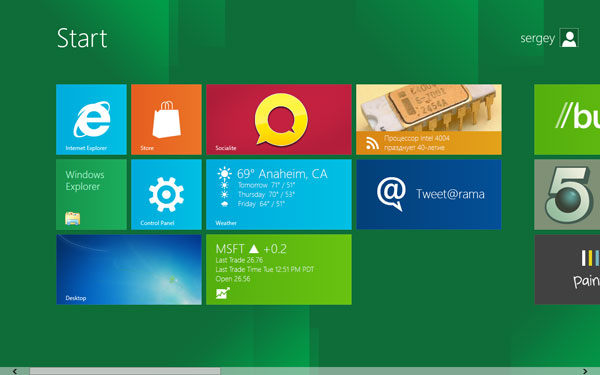 Интерфейс Metro в Windows 8 на планшете MSI WindPad 110W