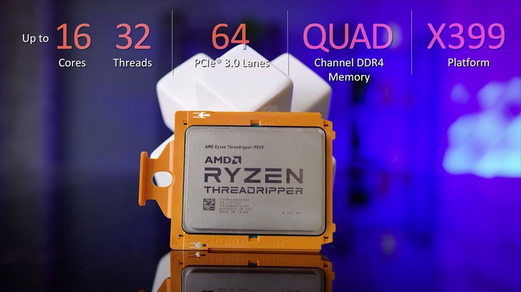 Ryzen Threadripper 1950X сильно обходит Core i9 7900X в ПО Cinebench и Blender