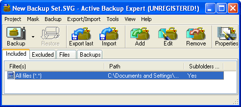 Рабочее окно Active Backup Expert Pro
