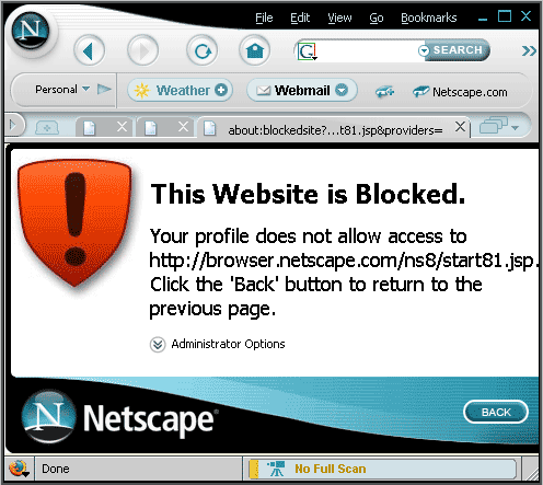 Блокировка нежелательных адресов в Netscape 8.1